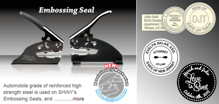 Looking for seal embossers and presses? Find custom pocket-sized seal embossers and presses as part of the Shiny brand at the EZ Custom Stamps Store. 
